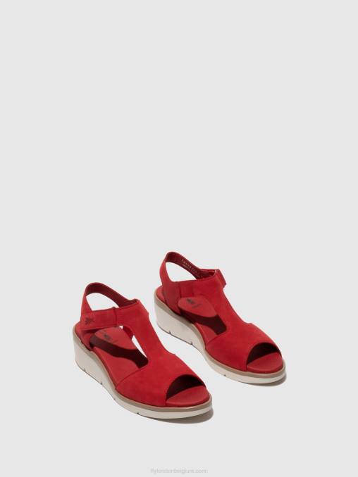 lippenstift rood Fly London vrouwen Sandalen met t-bandje nova932 V2B0403