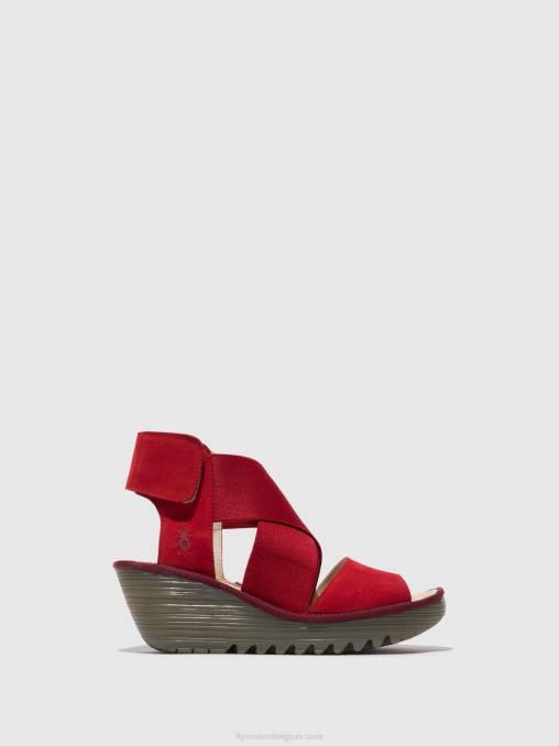 lippenstift rood Fly London vrouwen gekruiste sandalen yuba385 V2B0486
