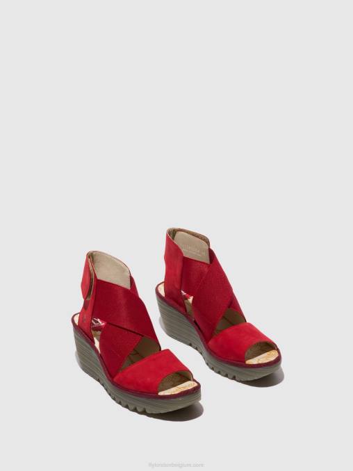 lippenstift rood Fly London vrouwen gekruiste sandalen yuba385 V2B0486