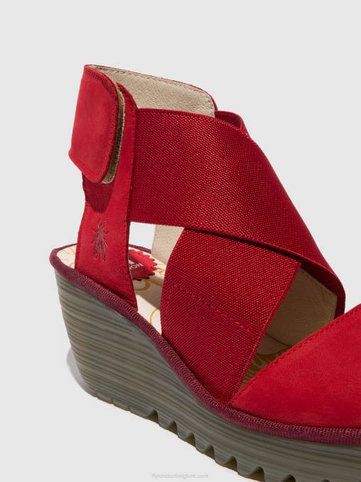 lippenstift rood Fly London vrouwen gekruiste sandalen yuba385 V2B0486
