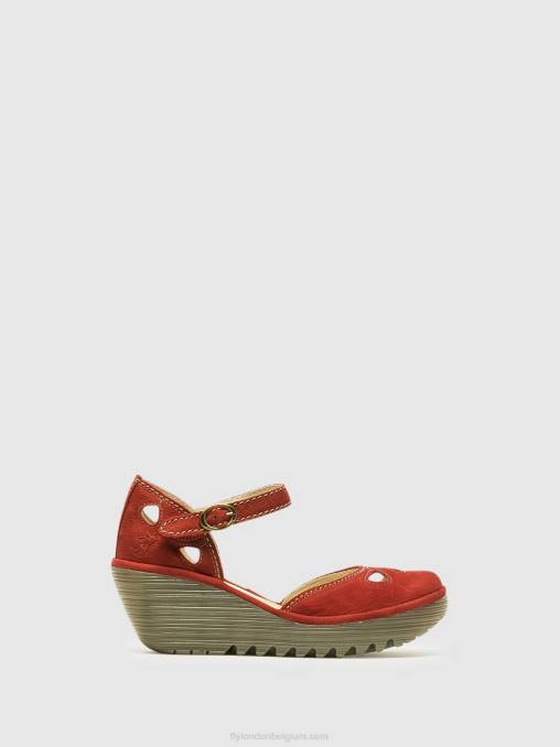 lippenstift rood Fly London vrouwen sleehak sandalen yuna V2B0617