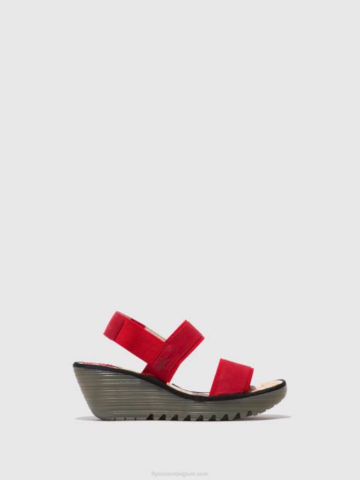 lippenstift rood Fly London vrouwen slingback sandalen yaco416 V2B0436