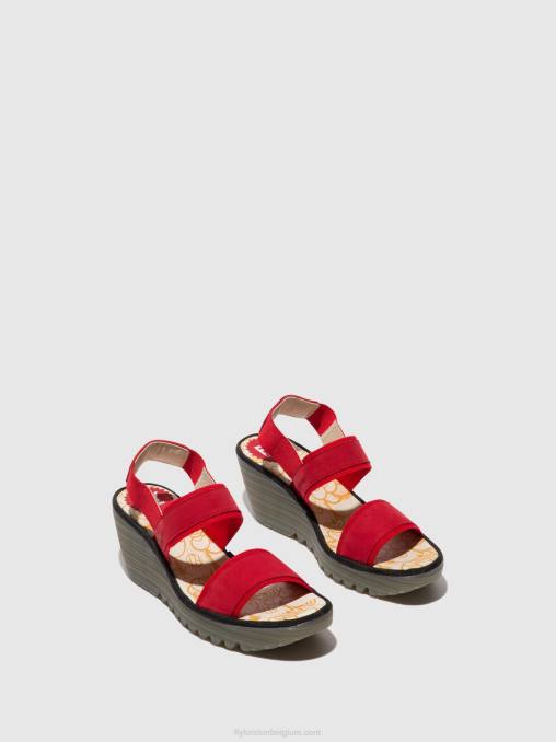 lippenstift rood Fly London vrouwen slingback sandalen yaco416 V2B0436