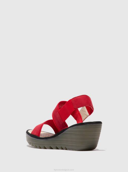 lippenstift rood Fly London vrouwen slingback sandalen yaco416 V2B0436
