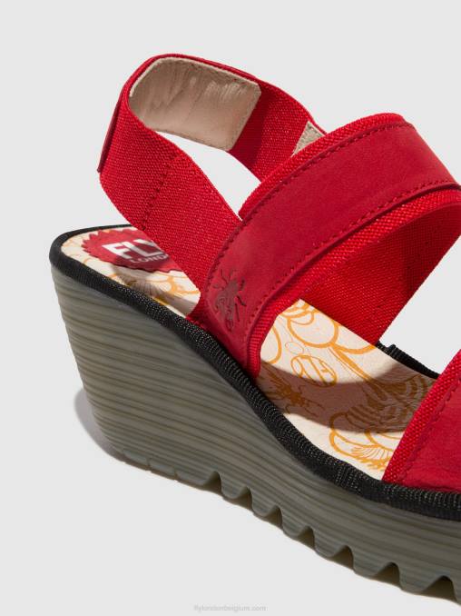 lippenstift rood Fly London vrouwen slingback sandalen yaco416 V2B0436
