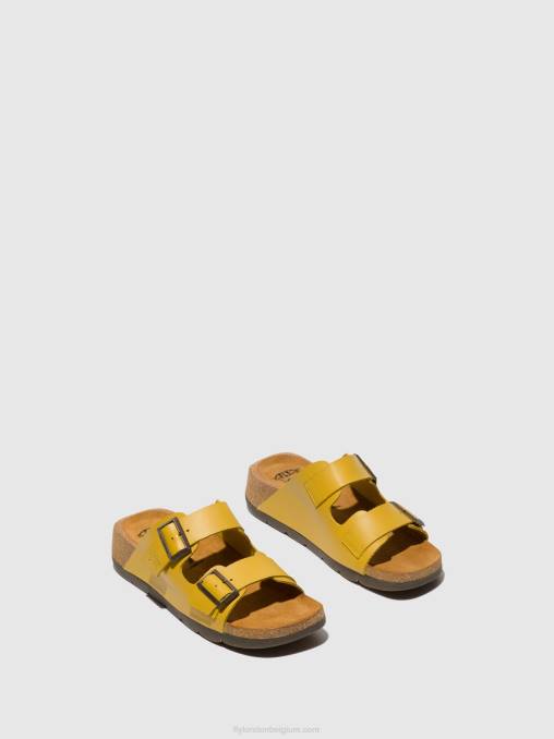 mosterd Fly London vrouwen sandalen met gesp caja721 V2B0501