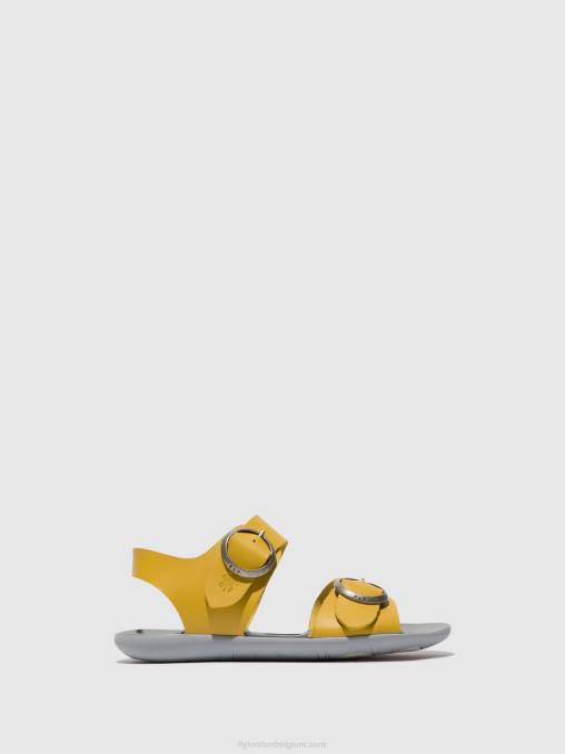 mosterd Fly London vrouwen sandalen met gesp masa757 V2B0498