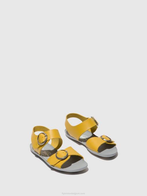mosterd Fly London vrouwen sandalen met gesp masa757 V2B0498