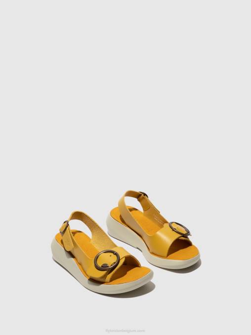 mosterd Fly London vrouwen slingback sandalen berk754 V2B0465