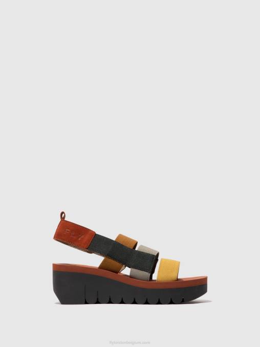 multi (baksteen) Fly London vrouwen Sandalen met bandjes yere847 V2B0530