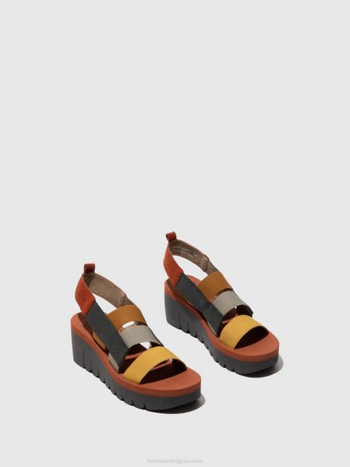 multi (baksteen) Fly London vrouwen Sandalen met bandjes yere847 V2B0530