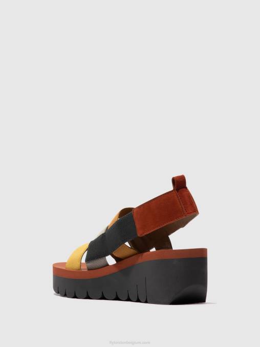 multi (baksteen) Fly London vrouwen Sandalen met bandjes yere847 V2B0530