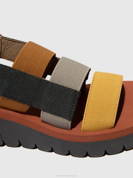 multi (baksteen) Fly London vrouwen Sandalen met bandjes yere847 V2B0530