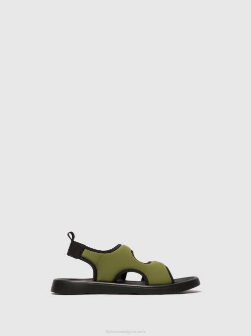 olijf/zwart Fly London vrouwen slingback sandalen treq930 V2B0451