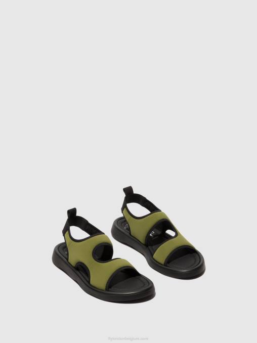 olijf/zwart Fly London vrouwen slingback sandalen treq930 V2B0451