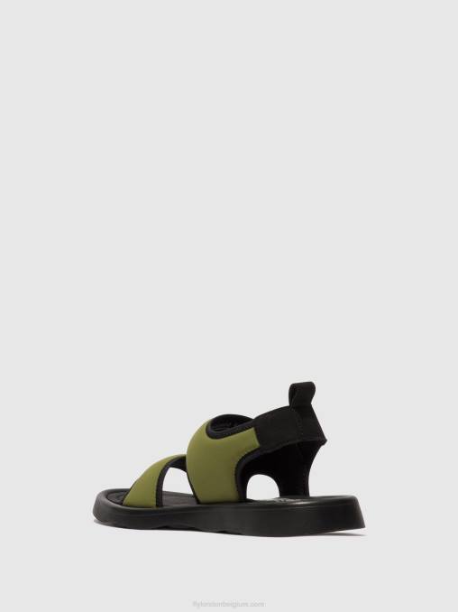 olijf/zwart Fly London vrouwen slingback sandalen treq930 V2B0451