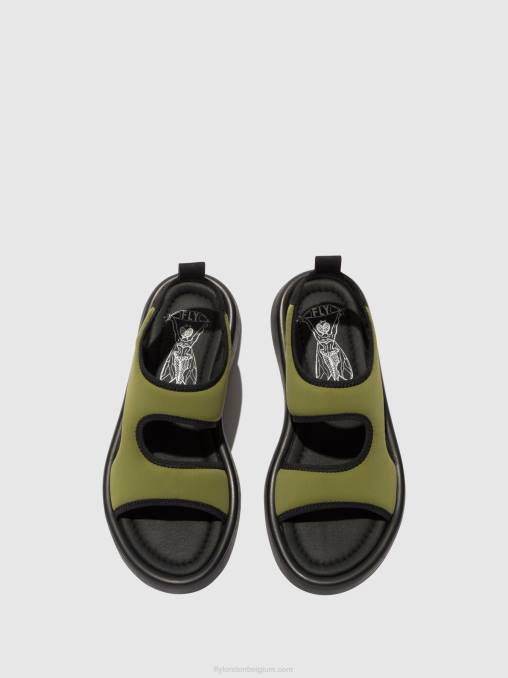 olijf/zwart Fly London vrouwen slingback sandalen treq930 V2B0451