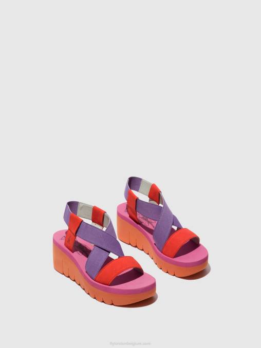 oranje (altviool) Fly London vrouwen sling-back sandalen yabi922 V2B0442