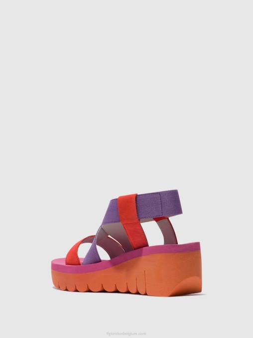 oranje (altviool) Fly London vrouwen sling-back sandalen yabi922 V2B0442