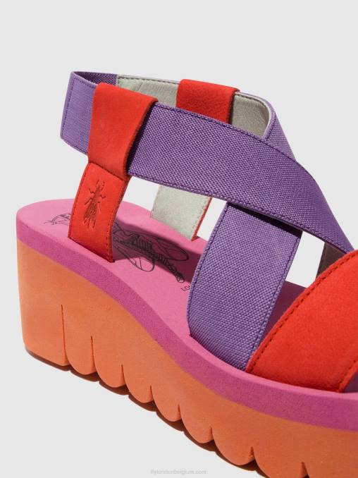 oranje (altviool) Fly London vrouwen sling-back sandalen yabi922 V2B0442