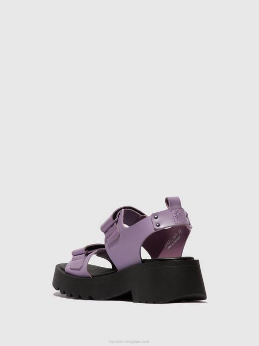 paars Fly London vrouwen sandalen met klittenband meka857 V2B0393