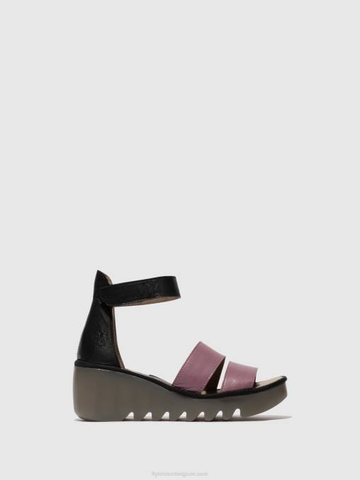paars/zwart Fly London vrouwen sandalen met bandjes bono290 V2B0389