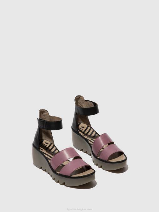 paars/zwart Fly London vrouwen sandalen met bandjes bono290 V2B0389
