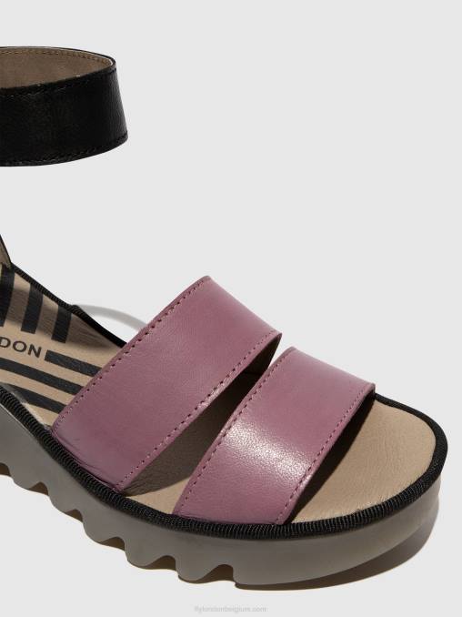 paars/zwart Fly London vrouwen sandalen met bandjes bono290 V2B0389