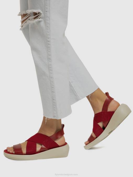 rood Fly London vrouwen gekruiste sandalen baji848 V2B0591
