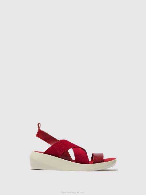 rood Fly London vrouwen gekruiste sandalen baji848 V2B0591