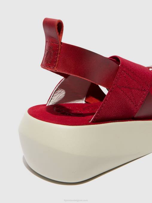 rood Fly London vrouwen gekruiste sandalen baji848 V2B0591
