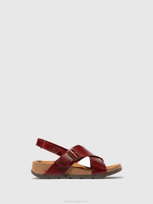 rood Fly London vrouwen gekruiste sandalen chlo852 V2B0589