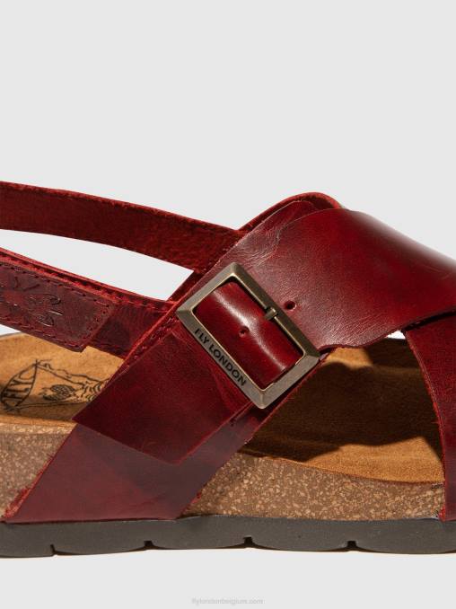 rood Fly London vrouwen gekruiste sandalen chlo852 V2B0589