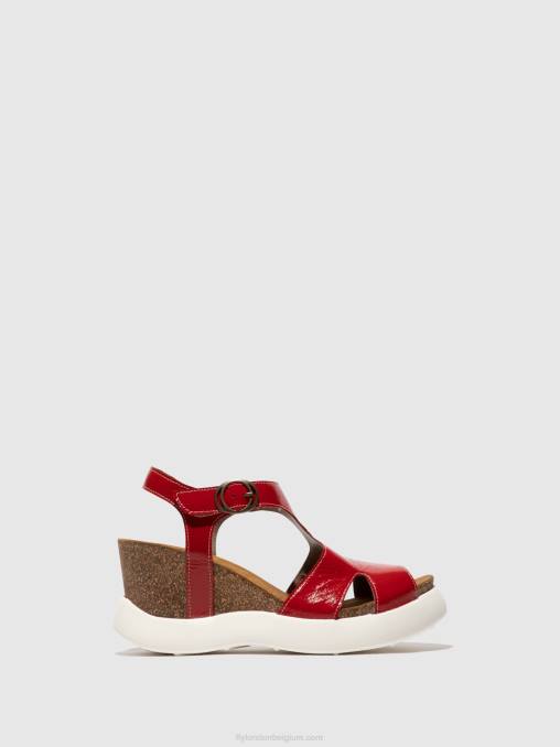 rood Fly London vrouwen sandalen met gesp gova962 V2B0495