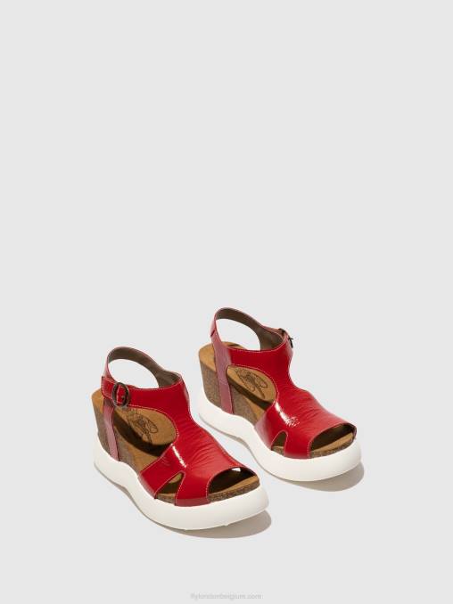 rood Fly London vrouwen sandalen met gesp gova962 V2B0495