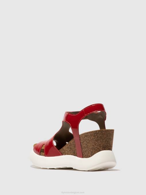 rood Fly London vrouwen sandalen met gesp gova962 V2B0495
