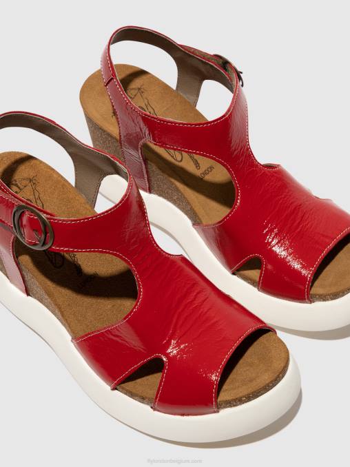 rood Fly London vrouwen sandalen met gesp gova962 V2B0495