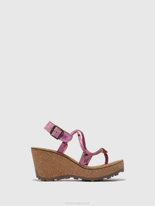 roze Fly London vrouwen sandalen met t-bandje goh V2B0518