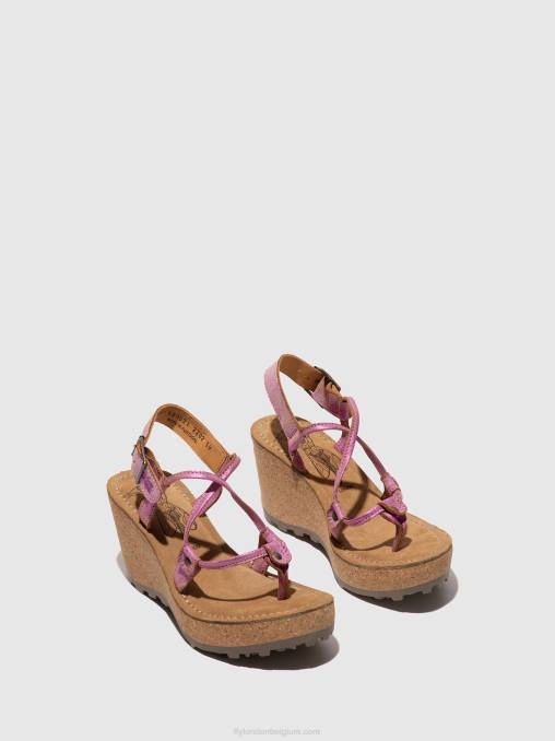 roze Fly London vrouwen sandalen met t-bandje goh V2B0518