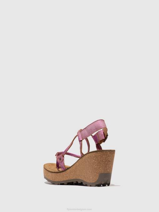roze Fly London vrouwen sandalen met t-bandje goh V2B0518