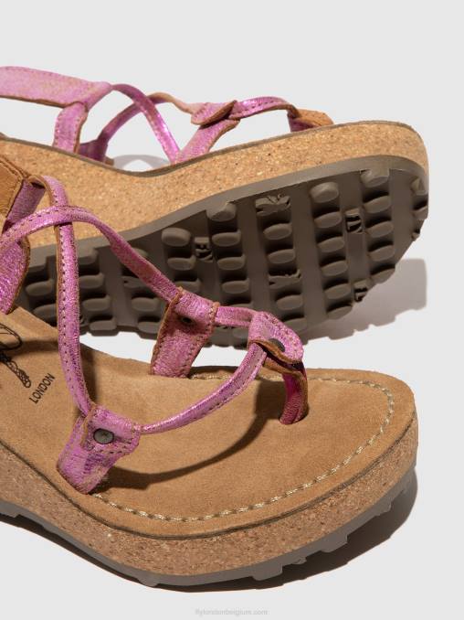 roze Fly London vrouwen sandalen met t-bandje goh V2B0518