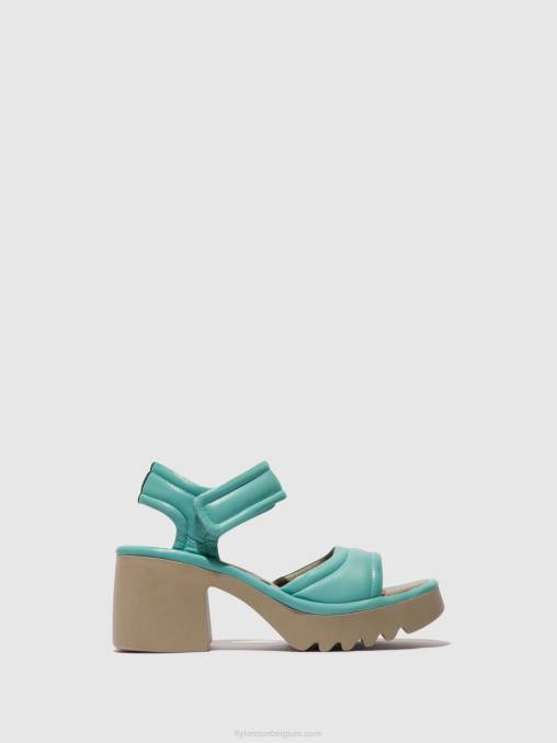 turkoois Fly London vrouwen sandalen met klittenband mank433 V2B0397