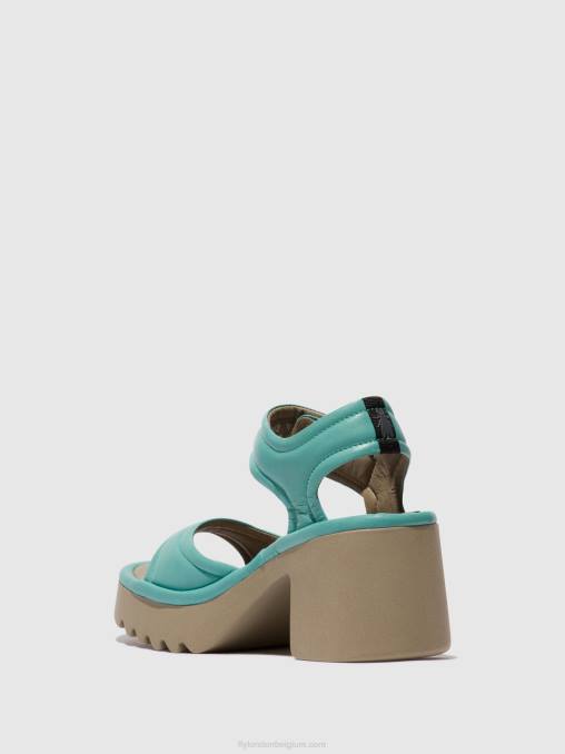 turkoois Fly London vrouwen sandalen met klittenband mank433 V2B0397