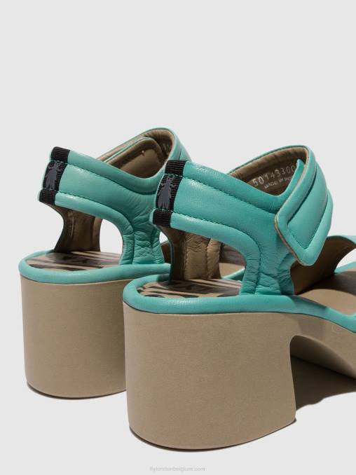 turkoois Fly London vrouwen sandalen met klittenband mank433 V2B0397