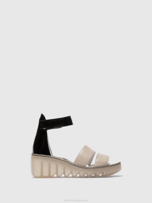 wolk/zwart Fly London vrouwen sandalen met bandjes bono290 V2B0427