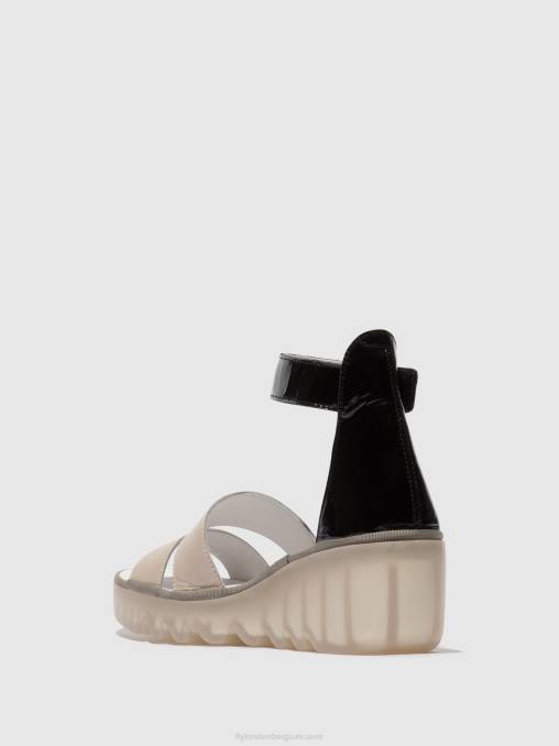 wolk/zwart Fly London vrouwen sandalen met bandjes bono290 V2B0427