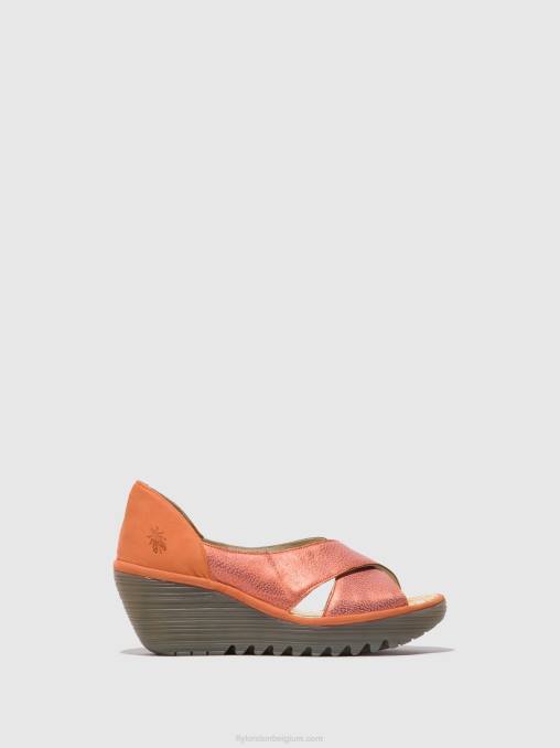 zalm/perzik Fly London vrouwen gekruiste sandalen yoma307 V2B0564