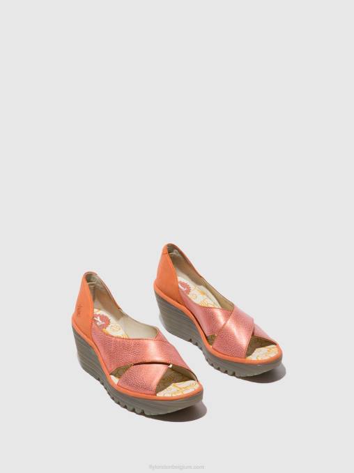 zalm/perzik Fly London vrouwen gekruiste sandalen yoma307 V2B0564