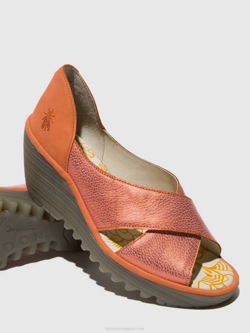 zalm/perzik Fly London vrouwen gekruiste sandalen yoma307 V2B0564