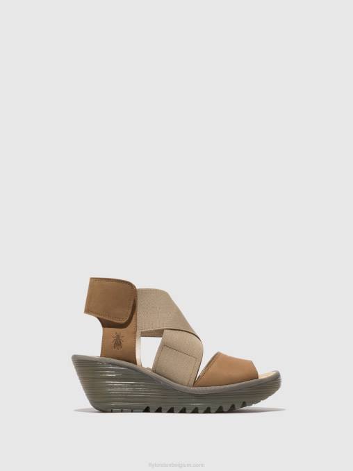zand Fly London vrouwen gekruiste sandalen yuba385 V2B0487